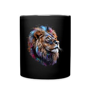 Lion Lover Wildlife Safari Art Lion Colorful - Full Colour Mug - black - Front