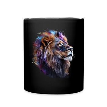 Lion Lover Wildlife Safari Art Lion Colorful - Full Colour Mug - black - Front