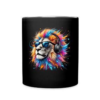 Lion Lover Wildlife Safari Art Lion Colorful - Full Colour Mug - black - Front