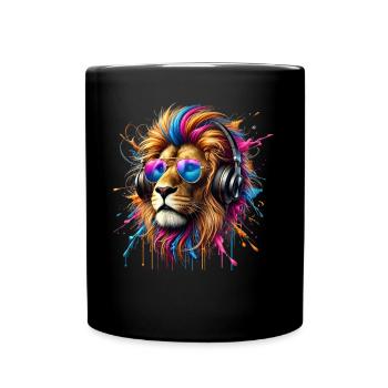 Lion Lover Wildlife Safari Art Lion Colorful - Full Colour Mug - black - Front