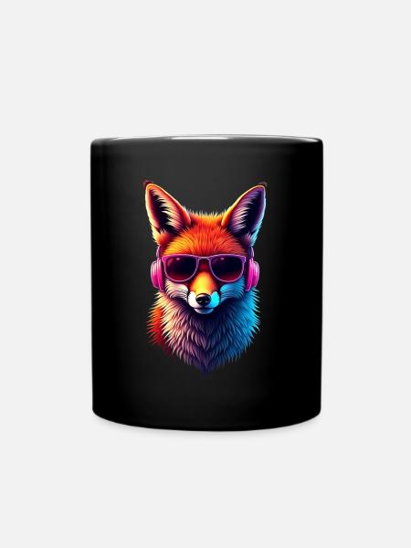 Lustiges Fuchs Fox Kunst Tier Natur Wildtier Tiere - Tasse einfarbig - Schwarz