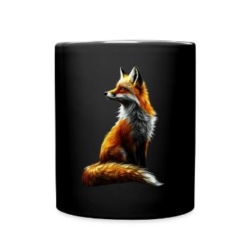 Lustiges Fuchs Fox Kunst Tier Natur Wildtier Tiere - Tasse einfarbig - Schwarz - Vorne