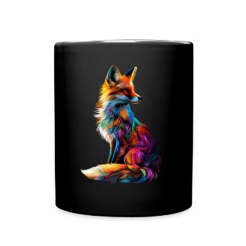Lustiges Fuchs Fox Kunst Tier Natur Wildtier Tiere - Tasse einfarbig - Schwarz - Vorne