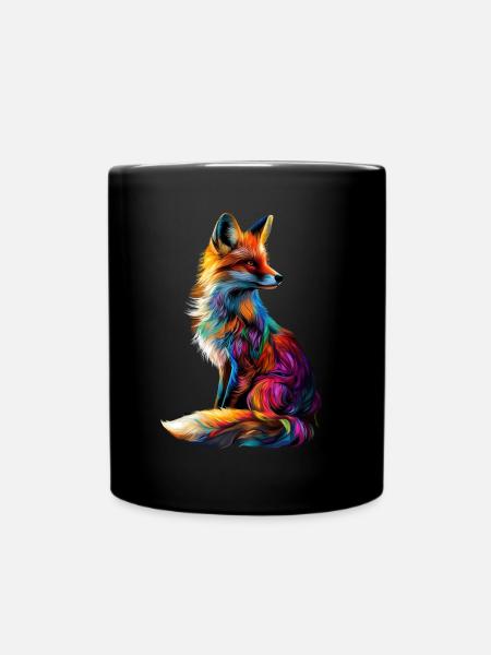 Lustiges Fuchs Fox Kunst Tier Natur Wildtier Tiere - Tasse einfarbig - Schwarz
