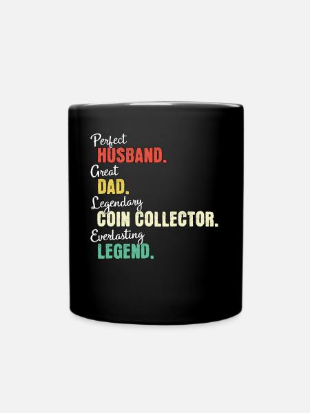 Münzsammler Papa - Tasse einfarbig - Schwarz