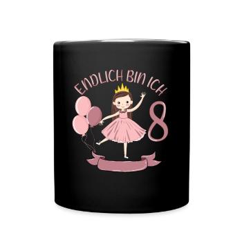 Chemise d’anniversaire princesse enfin 8 ans fille - Mug uni - noir - Devant
