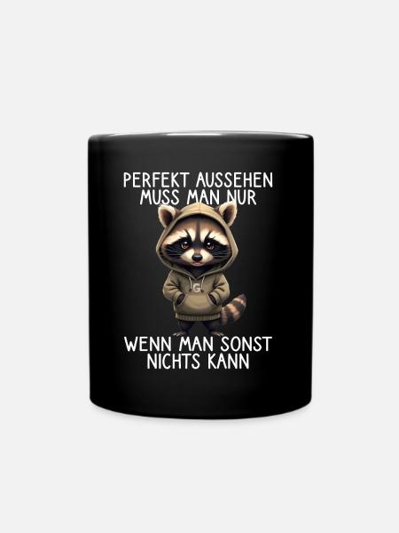 Drôle de raton laveur disant Amoureux des animaux Drôle de raton laveur - Mug uni - noir