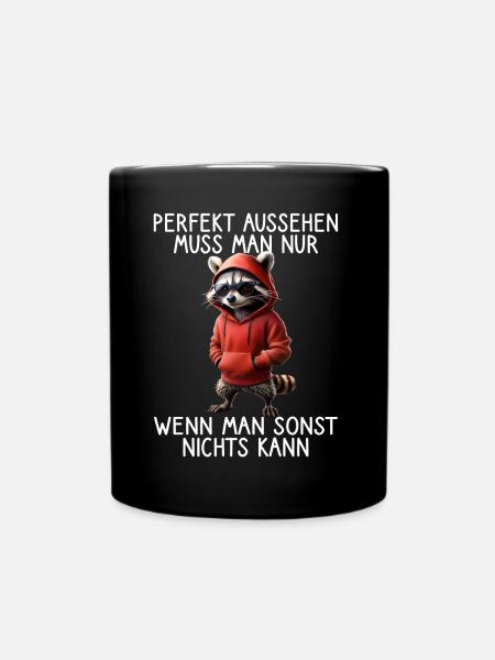 Drôle de raton laveur disant Amoureux des animaux Drôle de raton laveur - Mug uni - noir