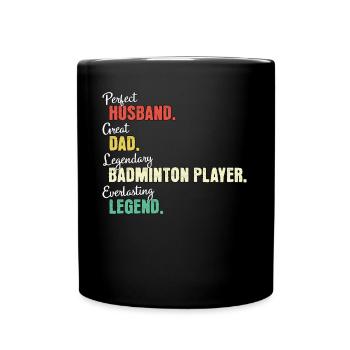 Badmintonspieler Papa - Tasse einfarbig - Schwarz - Vorne