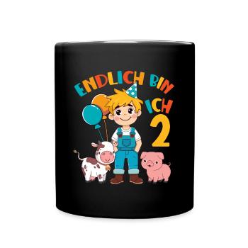 2 Years Farmer Finally 2 Boy Birthday Motif - Full Colour Mug - black - Front