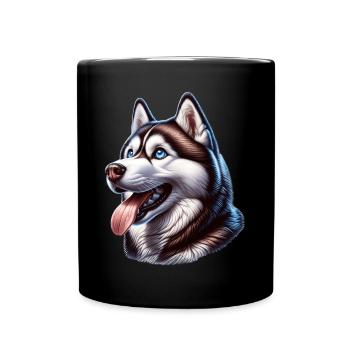 Sled Dog Husky - Full Colour Mug - black - Front