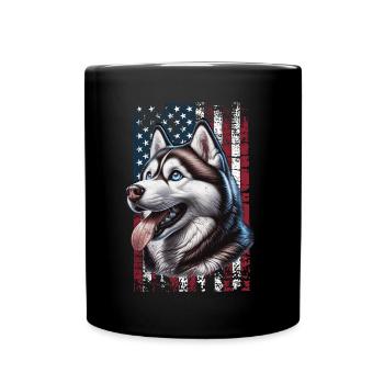 Husky US Chien de traîneau - Mug uni - noir - Devant