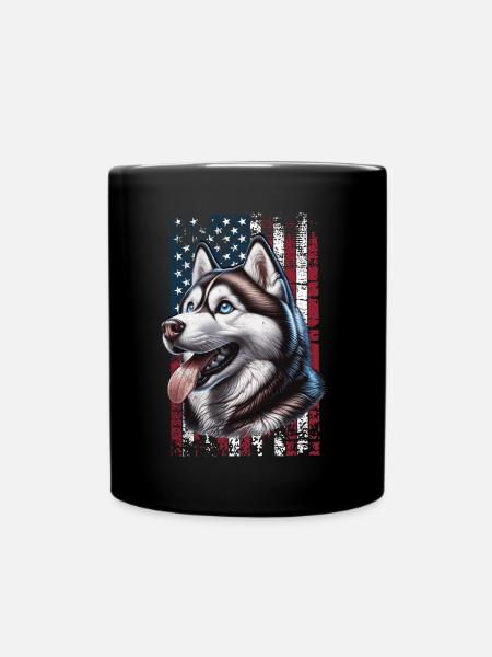 Husky US Schlittenhund - Tasse einfarbig - Schwarz