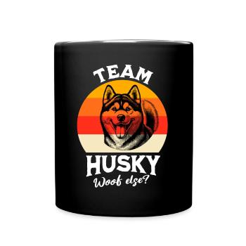 Husky Team Schlittenhund - Tasse einfarbig - Schwarz - Vorne