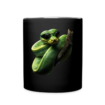 Green Tree Python Snakes Lover Terrarium - Full Colour Mug - black - Front