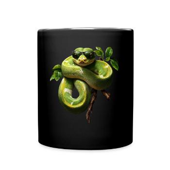 Grüner Baumpython Schlangen Liebhaber Terrarium - Tasse einfarbig - Schwarz - Vorne