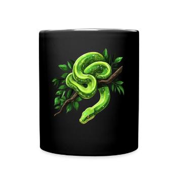 Green Tree Python Snakes Lover Terrarium - Full Colour Mug - black - Front