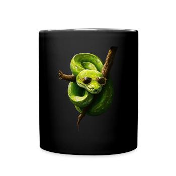 Grüner Baumpython Schlangen Liebhaber Terrarium - Tasse einfarbig - Schwarz - Vorne