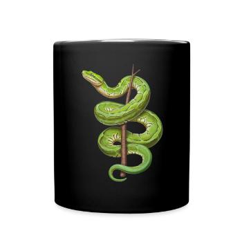 Grüner Baumpython Schlangen Liebhaber Terrarium - Tasse einfarbig - Schwarz - Vorne