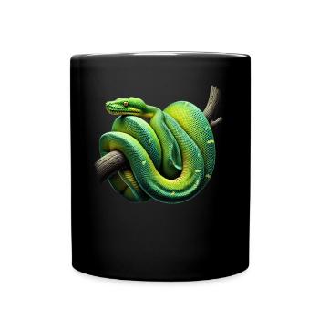 Green Tree Python Snakes Lover Terrarium - Full Colour Mug - black - Front