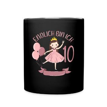 Chemise d’anniversaire princesse enfin 10 ans - Mug uni - noir - Devant