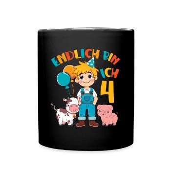 4 Years Farmer Finally 4 Boy Birthday Motif - Full Colour Mug - black - Front