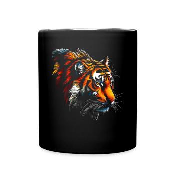 Lustiges Tiger Kunst Tier Natur Wildtier Tiere Zoo - Tasse einfarbig - Schwarz - Vorne