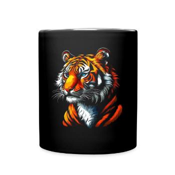 Lustiges Tiger Kunst Tier Natur Wildtier Tiere Zoo - Tasse einfarbig - Schwarz - Vorne