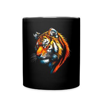 Lustiges Tiger Kunst Tier Natur Wildtier Tiere Zoo - Tasse einfarbig - Schwarz - Vorne