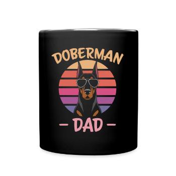 Dobermann Spruch Papa Lustiges Dobermann Geschenk - Tasse einfarbig - Schwarz - Vorne