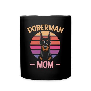 Dobermann Spruch Mama Lustiges Dobermann Geschenk - Tasse einfarbig - Schwarz - Vorne