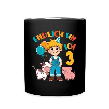 3 Years Farmer Finally 3 Boy Birthday Motif - Full Colour Mug - black - Front