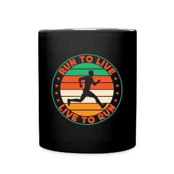 Running Run To Live Live To Run Marathon Runner - Full Colour Mug - black - Front