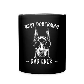 Dobermann Spruch Papa Lustiges Dobermann Geschenk - Tasse einfarbig - Schwarz - Vorne