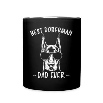 Dobermann Spruch Papa Lustiges Dobermann Geschenk - Tasse einfarbig - Schwarz - Vorne