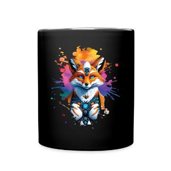 Funny Fox Fox Art Animal Nature Wildlife Animals - Full Colour Mug - black - Front
