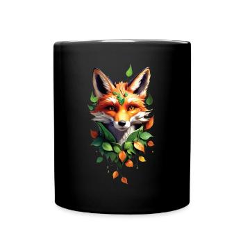 Lustiges Fuchs Fox Kunst Tier Natur Wildtier Tiere - Tasse einfarbig - Schwarz - Vorne