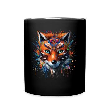 Funny Fox Fox Art Animal Nature Wildlife Animals - Full Colour Mug - black - Front