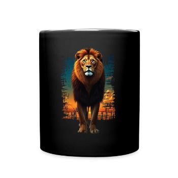 Lion Lover Wildlife Safari Art Lion Colorful - Full Colour Mug - black - Front