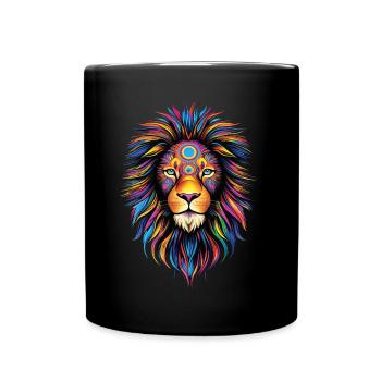 Lion Lover Wildlife Safari Art Lion Colorful - Full Colour Mug - black - Front