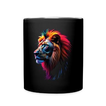 Lion Lover Wildlife Safari Art Lion Colorful - Full Colour Mug - black - Front
