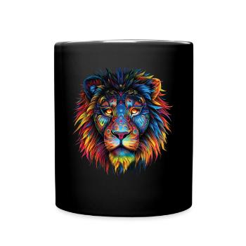 Lion Lover Wildlife Safari Art Lion Colorful - Full Colour Mug - black - Front