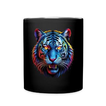 Lustiges Tiger Kunst Tier Natur Wildtier Tiere Zoo - Tasse einfarbig - Schwarz - Vorne