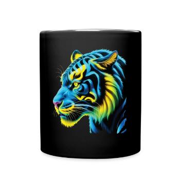 Lustiges Tiger Kunst Tier Natur Wildtier Tiere Zoo - Tasse einfarbig - Schwarz - Vorne