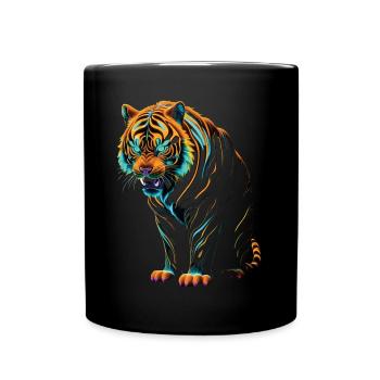 Lustiges Tiger Kunst Tier Natur Wildtier Tiere Zoo - Tasse einfarbig - Schwarz - Vorne