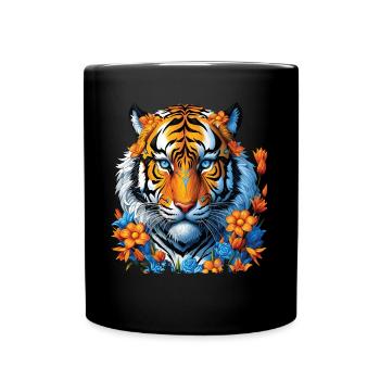 Lustiges Tiger Kunst Tier Natur Wildtier Tiere Zoo - Tasse einfarbig - Schwarz - Vorne