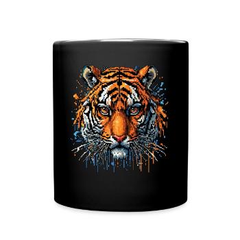 Lustiges Tiger Kunst Tier Natur Wildtier Tiere Zoo - Tasse einfarbig - Schwarz - Vorne