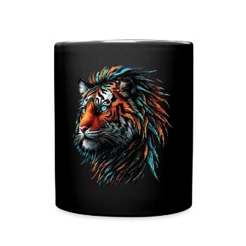 Lustiges Tiger Kunst Tier Natur Wildtier Tiere Zoo - Tasse einfarbig - Schwarz - Vorne