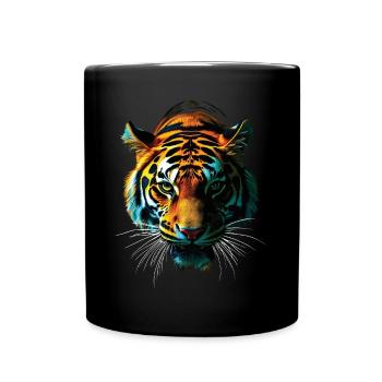 Lustiges Tiger Kunst Tier Natur Wildtier Tiere Zoo - Tasse einfarbig - Schwarz - Vorne