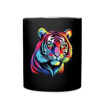 Lustiges Tiger Kunst Tier Natur Wildtier Tiere Zoo - Tasse einfarbig - Schwarz - Vorne